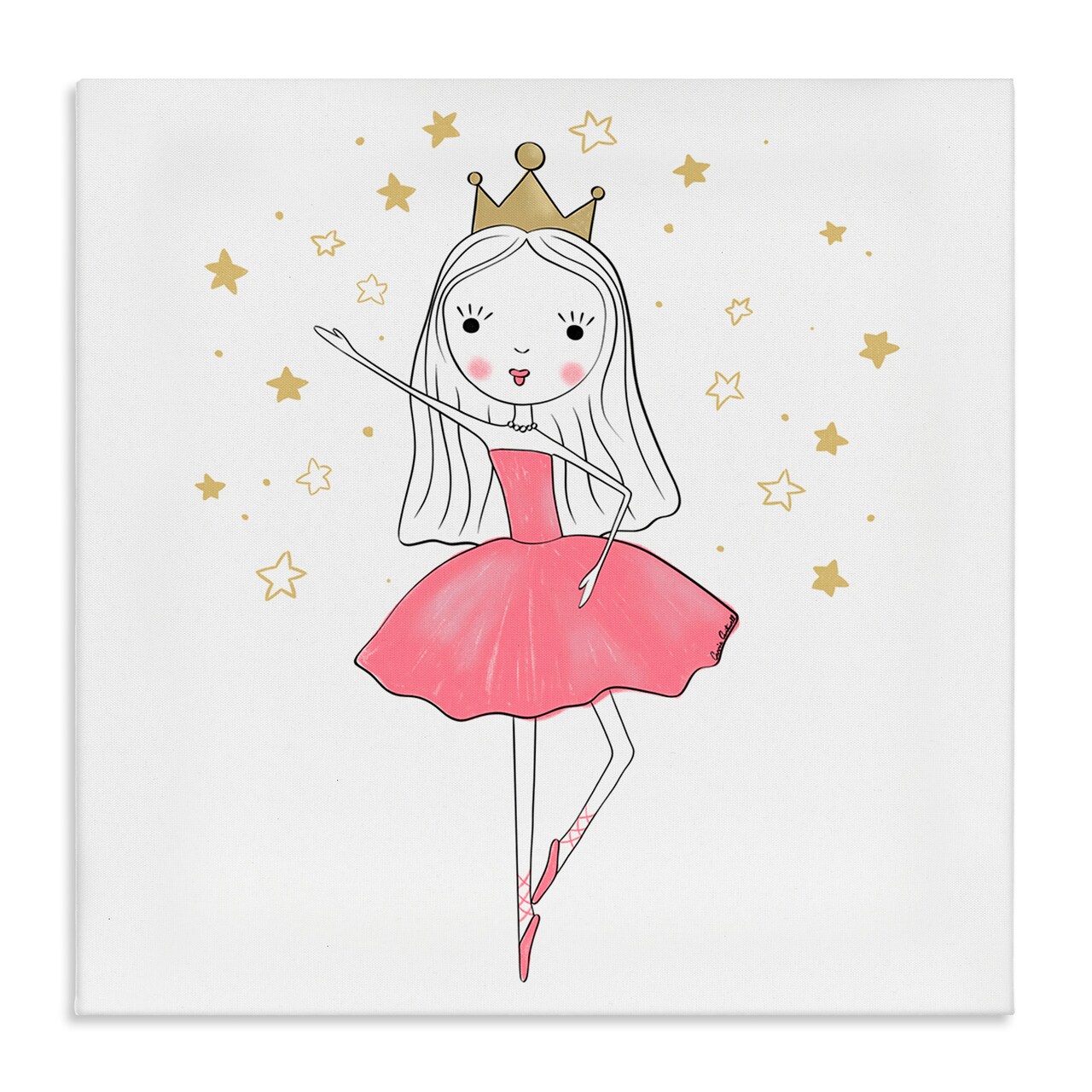 Stupell Industries Happy Ballerina Princess Canvas Wall Art Design by Amanda Hilburn